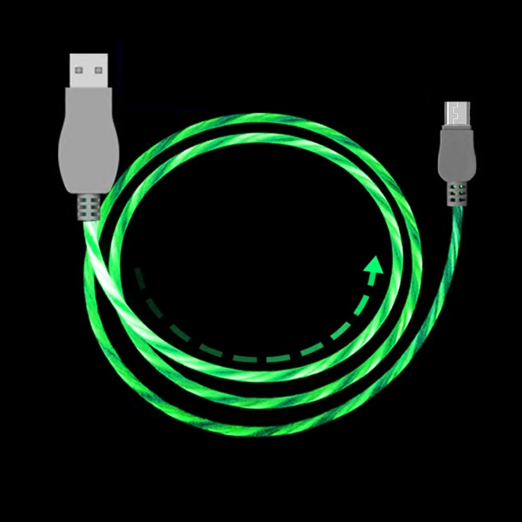 Новый светодиодный светящийся usb кабель для зарядки и передачи данных Тип C/Micro USB/8