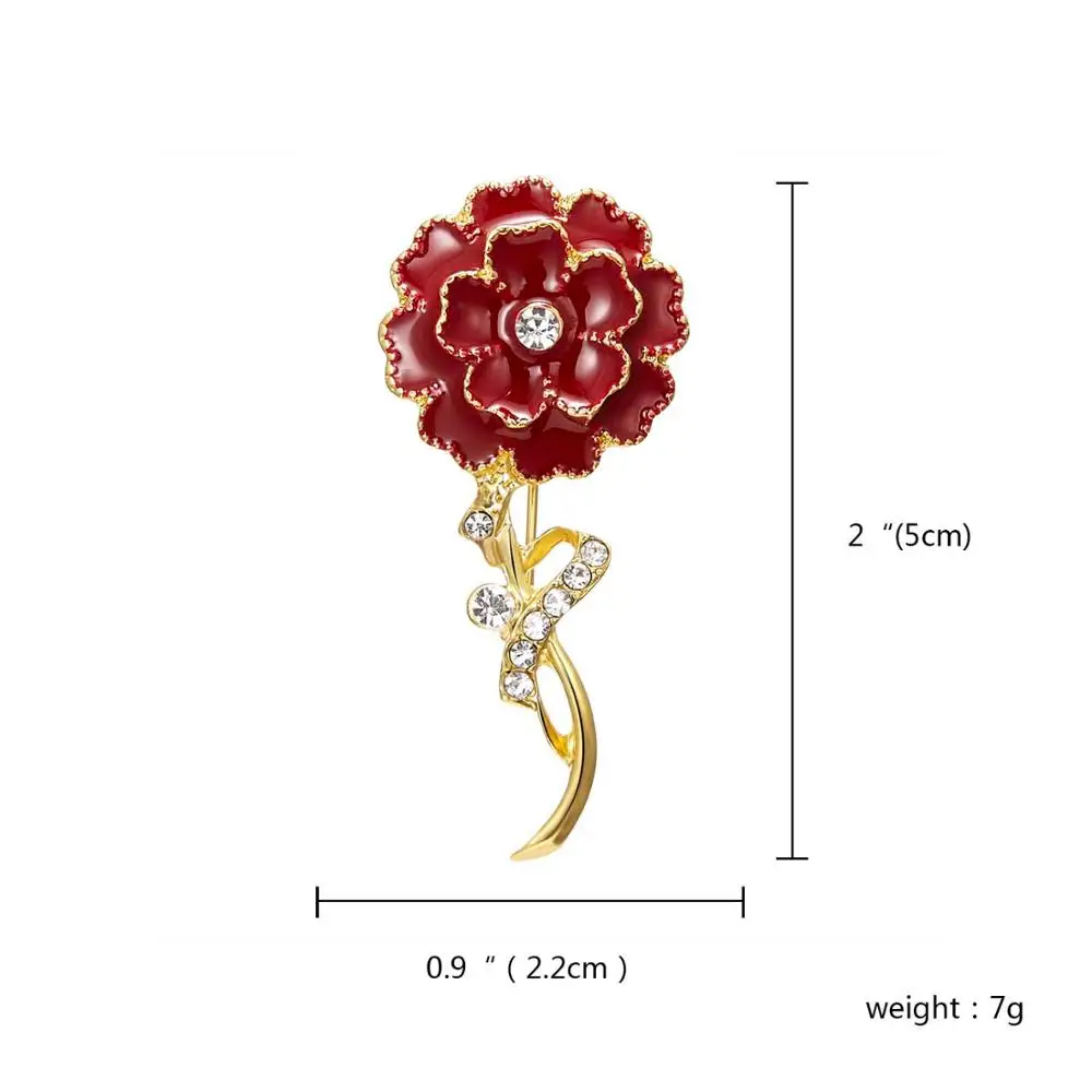 Брошь на день матери, подарок, Красная эмаль, кристалл, бант, брошь в виде гвоздики, в форме цветка, Женская Брошь, шикарная одежда, ювелирные изделия, аксессуары, ремесло - Окраска металла: 1
