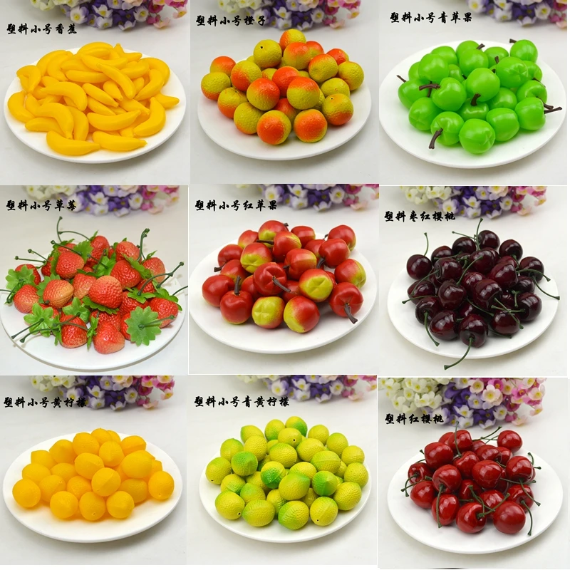 

Festive Artificial Decorations Fruits Color Plastic Mini False Simulated Apple lemon orange Model store display Scene 20pc/lot