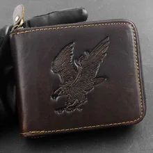 Стильный мужской кошелек из натуральной кожи с двумя отделениями на молнии, деловой клатч