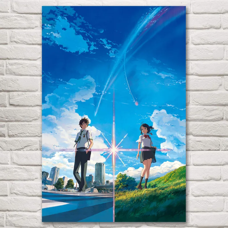 

FOOCAME Your Name Anime Movie Art Silk Posters and Prints Painting Home Decoration Wall Pictures For Living Room 32x48 Inches