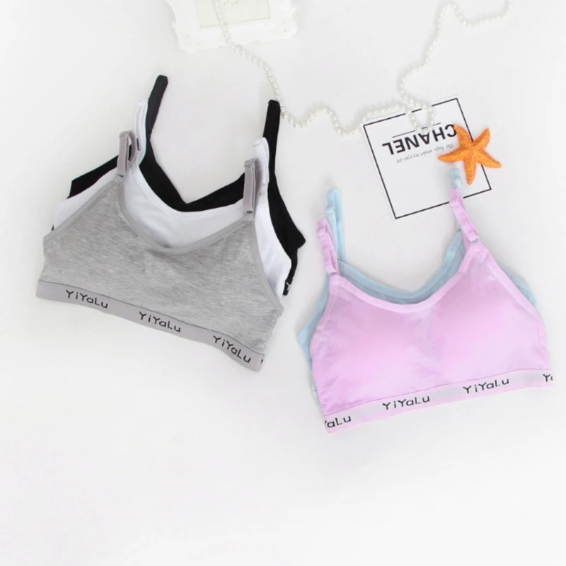 

Girls Training Bra Teenage Kids Soft Cotton Breathable Sport Underwear Clothing For Girls Solid Pattern Clothes