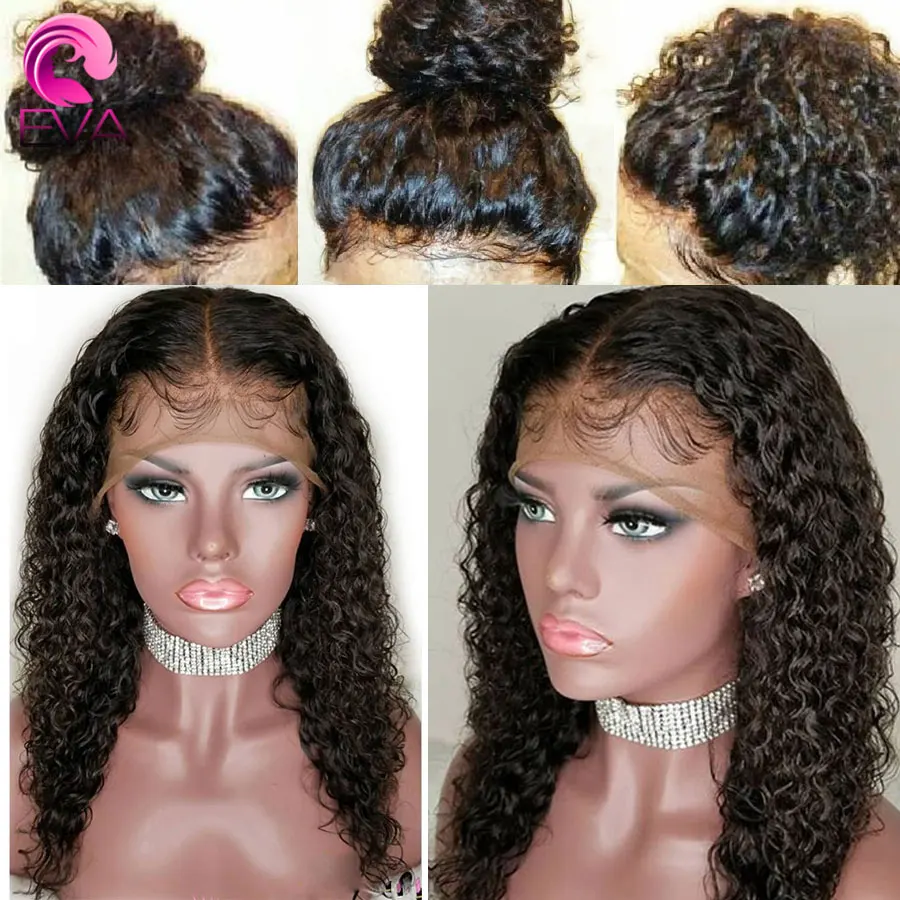 Eva 180% плотность 360 Синтетические волосы на кружеве al парик предварительно сорвал с ребенком волос бразильского Реми вьющиеся Синтетические волосы на кружеве натуральные волосы парики для черный Для женщин