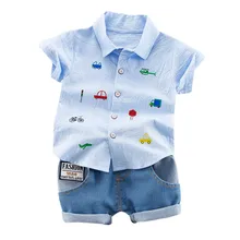 ARLONEET/детский комплект одежды для маленьких мальчиков, футболка с героями мультфильмов+ джинсовые шорты Одежда для маленьких мальчиков и девочек, 25