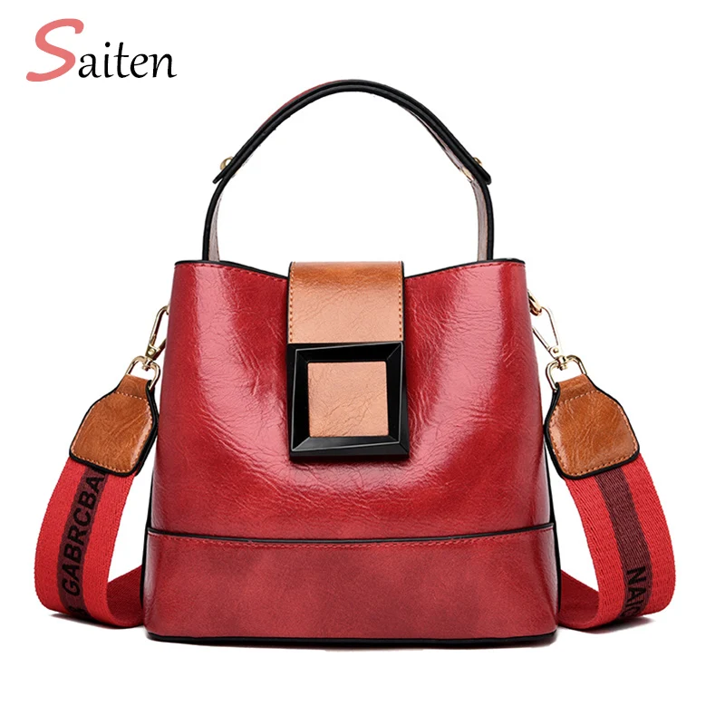 

New Medium Capacity Anti-theft Leather Handbag Three Compartments Ladies Casual Tote Bag Double Shoulder Strap Bags For Women
