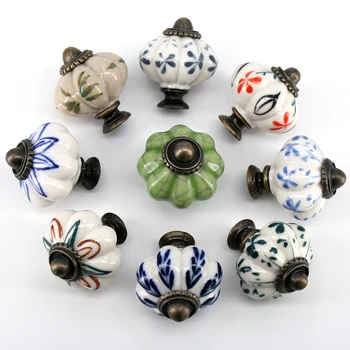 1x Dia 33mm Pumpkin Lantern Ceramic Cabinet Knobs Cupboard Closet Dresser Handles Kitchen Handles Drawer Knobs Pulls