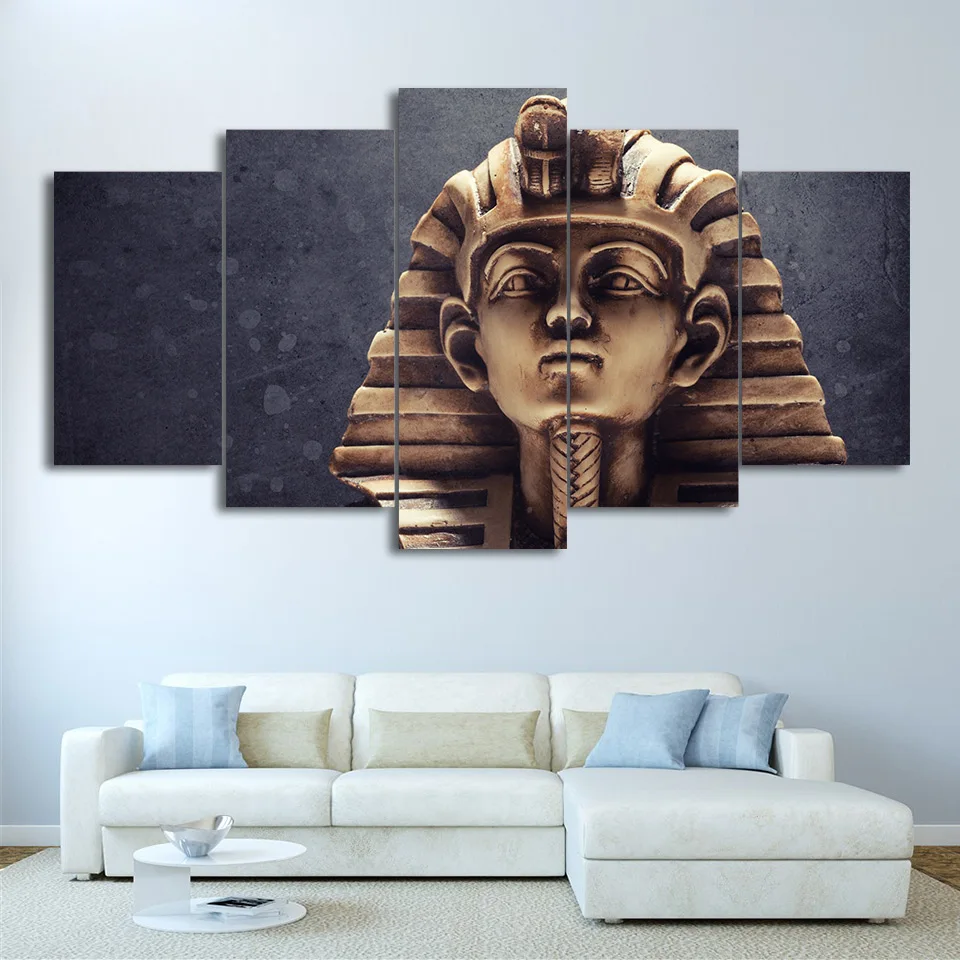 Kanvas Modular Kerangka Dinding Seni Lukisan 5 Piecespcs Mesir Firaun Patung HD Gambar Cetak Untuk Ruang Tamu Dekorasi Poster Painting Calligraphy AliExpress