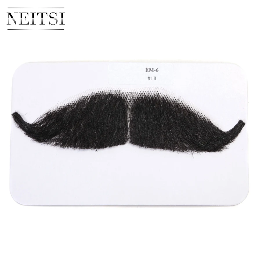 Neitsi мужские усы 1 шт. ручной работы человеческие волосы Поддельные Борода для макияжа необычные косплей платье EM-6