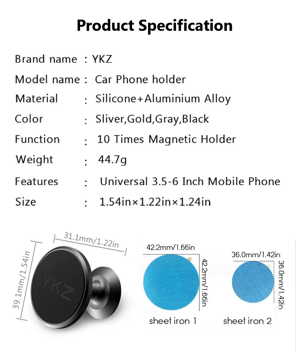 YKZ Car Phone Holder Dashboard Magnetic 360 Degree Universal Air Vent Mount Phone Stand Holder for iPhone Samsung Xiaomi   (12)
