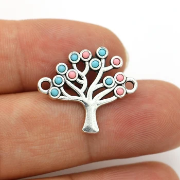 

JAKONGO Antique Silver Plated Crystal Tree of Life Connectors for Making Bracelet Handmade DIY Jewelry Accessories 20x22mm 5pcs
