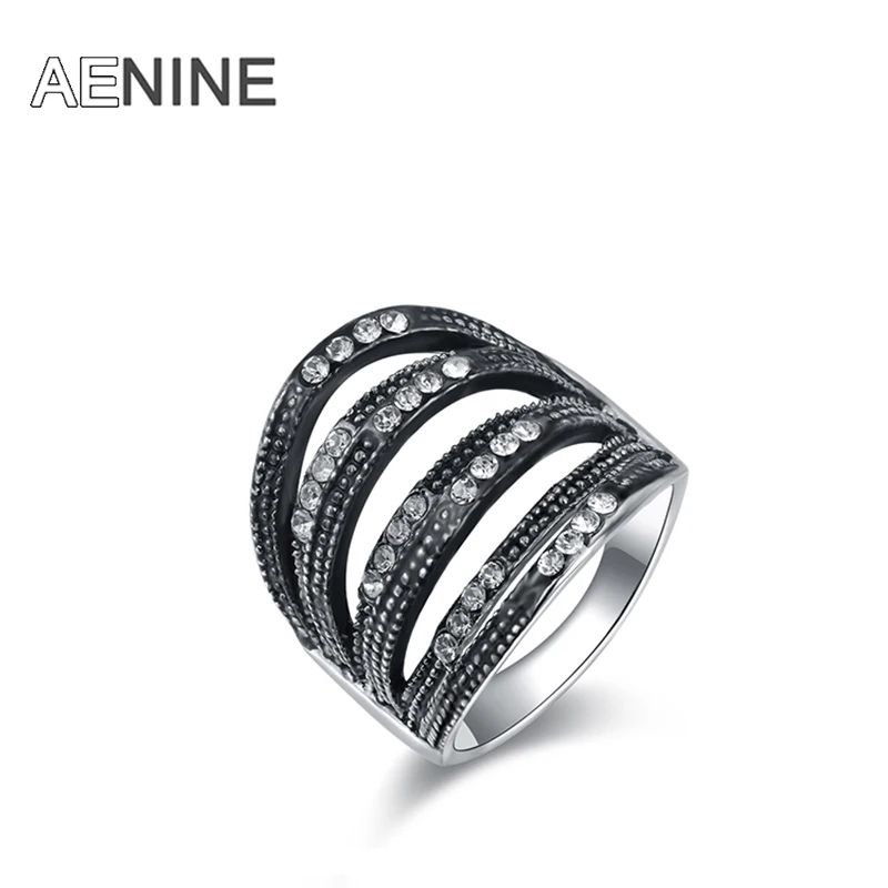 

AENINE Fashion Rings Jewlery Gold Color Anillos Austrian Crystal Wedding Rings For Women Drop Shipping R150120167P