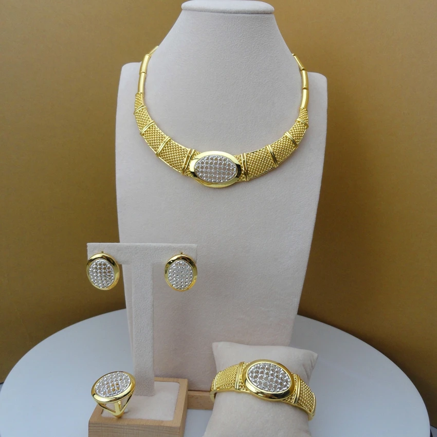 

Yuminglai 2019 New Design American Rhinetone Jewelries Luxury African Jewelry Sets FHK5891