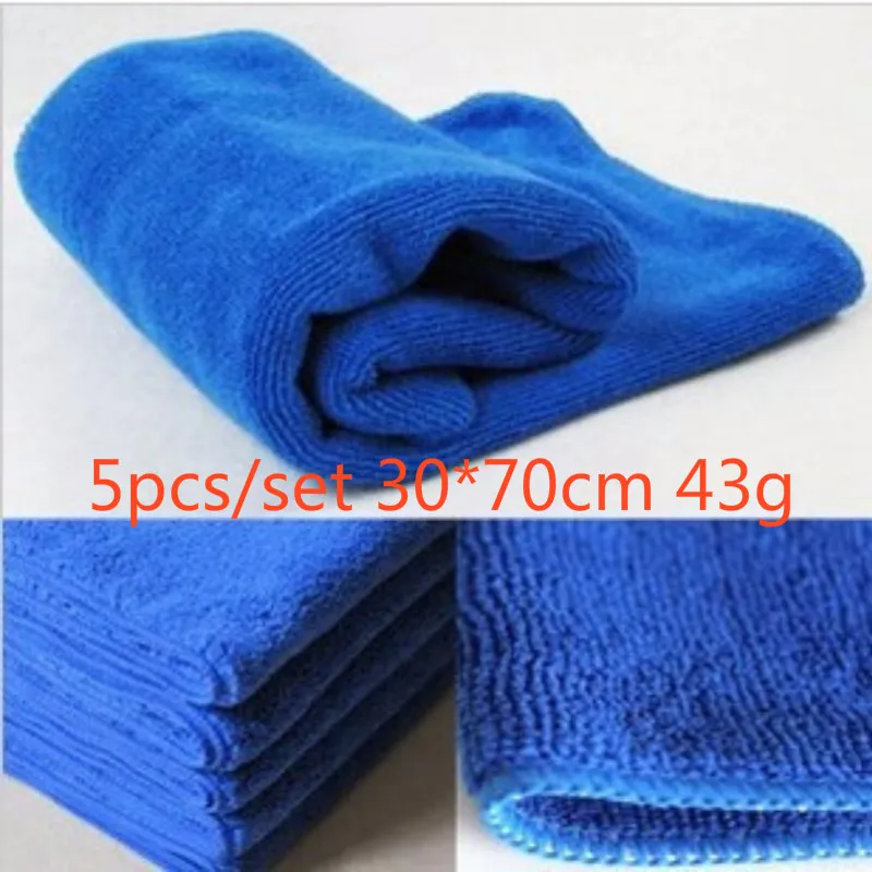 

5pcs 30*70cm Microfiber Cleaning Towels, 43g, Wiping Automobile Computer Ceramic Glass Ceramic, Floor Door Window, Blue Only
