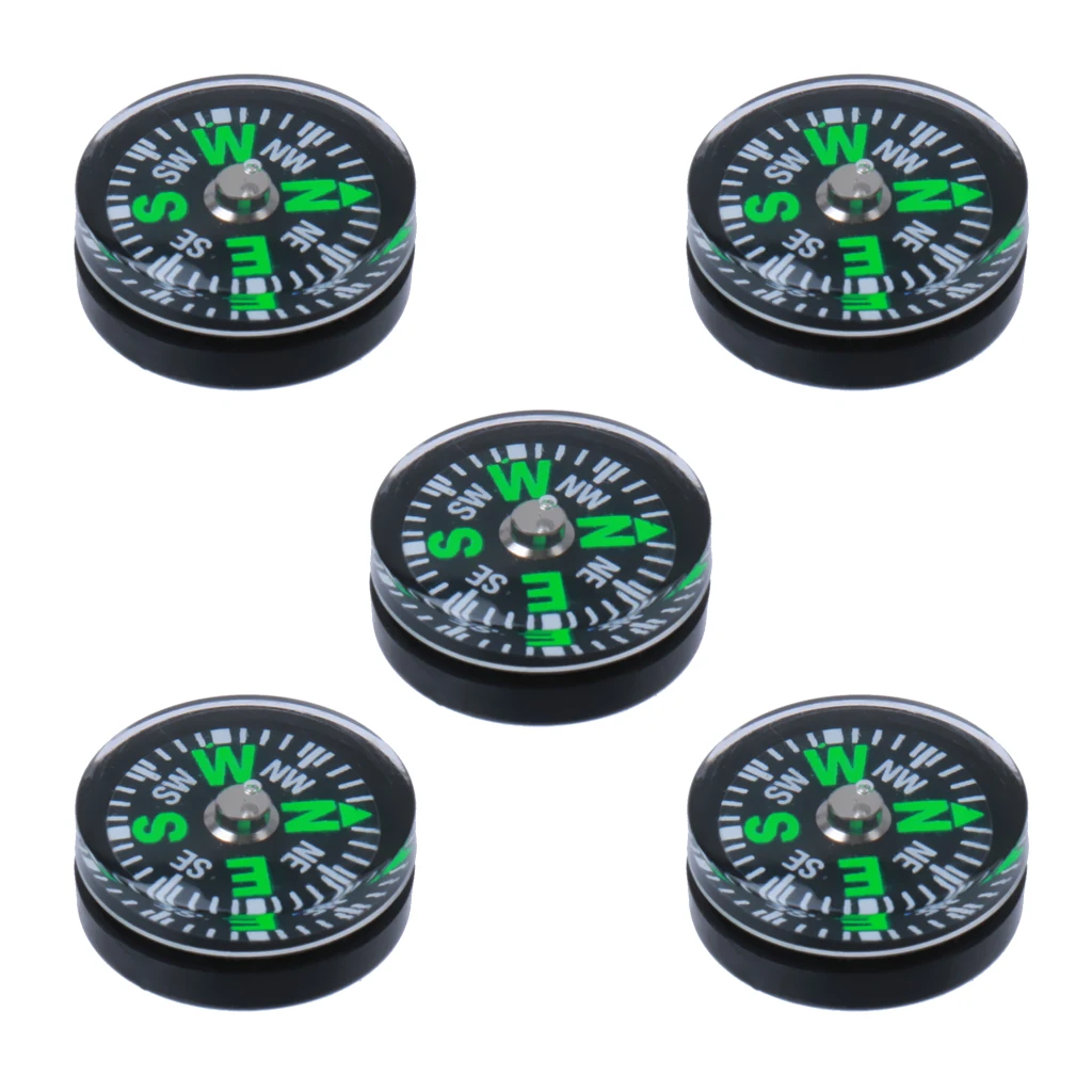 

5pcs Mini Pocket Survival Liquid Filled Button Compass for Camping Hiking Hunting Travel Safety Accessories