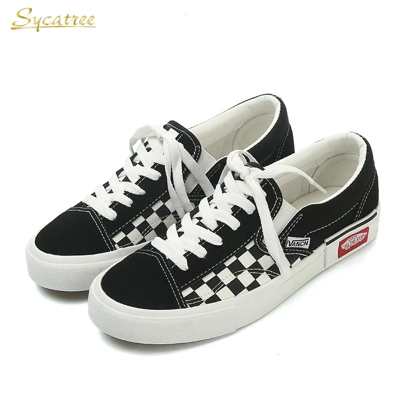 الرجال حذاء كاجوال 2019 الربيع زوجين حذاء قماش الرجال شمسيّة دانتيل عالية الجودة متابعة أسود أبيض منقوشة رياضية للجنسين الشقق أحذية تزلج