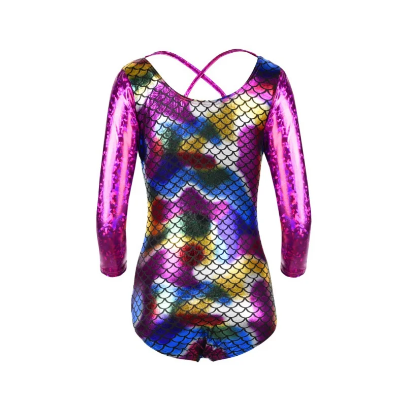 

Girls Ballet Dress Mermaid Clothing Long Sleeves Athletic Dance Leotards Dress Gymnastics Ballet Acrobatics for Kids Dance Wear