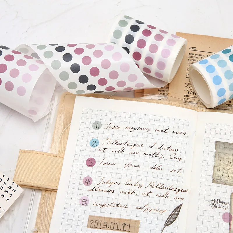 

3M/Roll Cute Simple Color Dot Scrapbooking Stickers Diary DIY Decorative Stickers Embellishments Creative Material Craft Paper