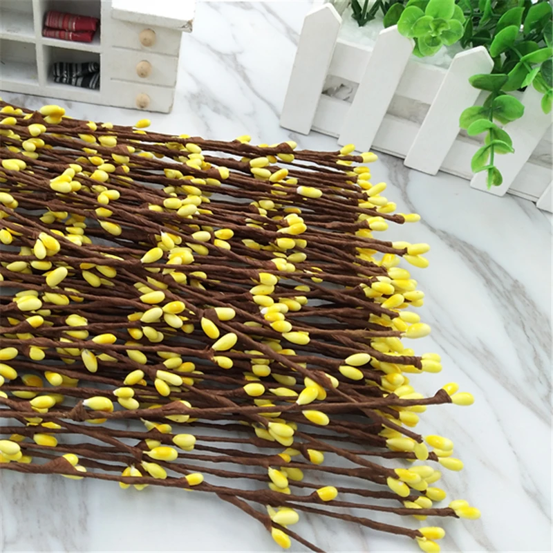 10unids Бумага обернутая линия ветка искусственные сухие цветочные бутоны с мини груши, 60 см DIY Материал венок
