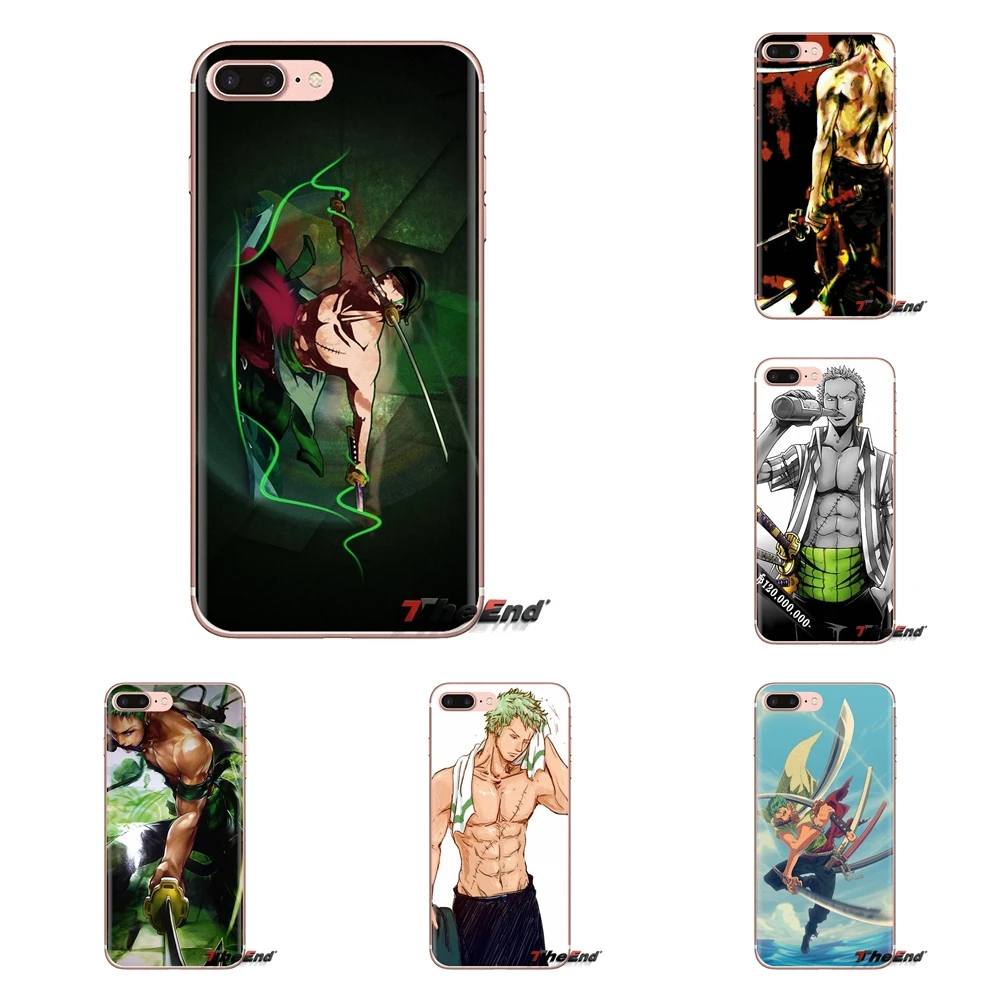 For iPod Touch Apple iPhone 4 4S 5 5S SE 5C 6 6S 7 8 X XR XS Plus MAX SwordsmAn Roronoa Zoro ONE PIECE Transparent TPU Skin Case |