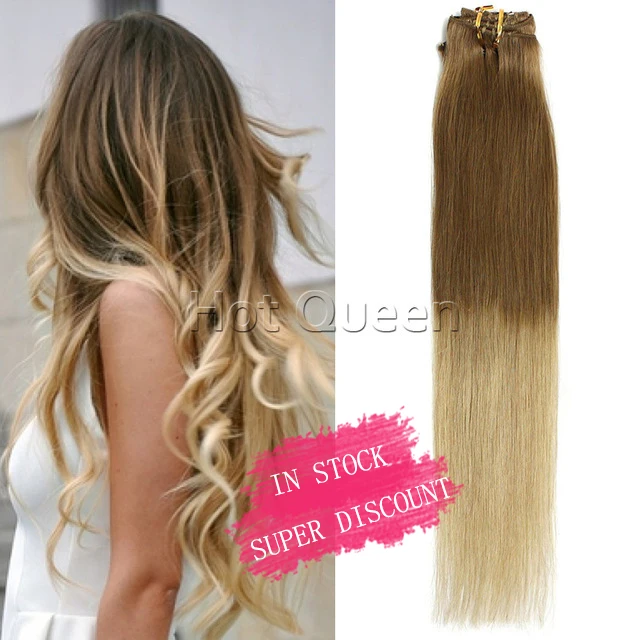 16A Grade Blonde Brazilian Straight Ombre Clip In Human Hair ...