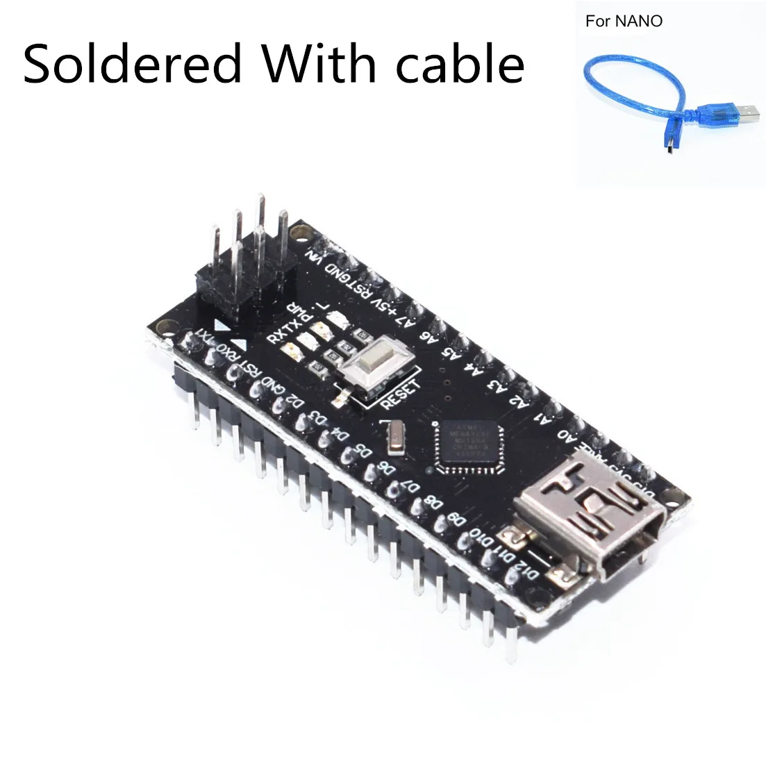 Nano Black with usb 10 шт. Nano V3.0 Nano V3 не припаянный с usb кабелем контроллер совместимый для arduino nano CH340 USB Драйвер Синий/черный/красный - Цвет: Nano Black with usb