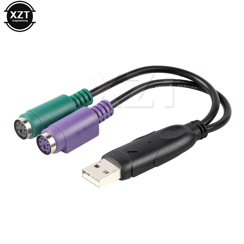 New USB Male to 6Pin 6 Pin PS2 PS/2 Female Extension Cable Y Splitter Adapter Connector for Keyboard Mouse Scanner For Windows