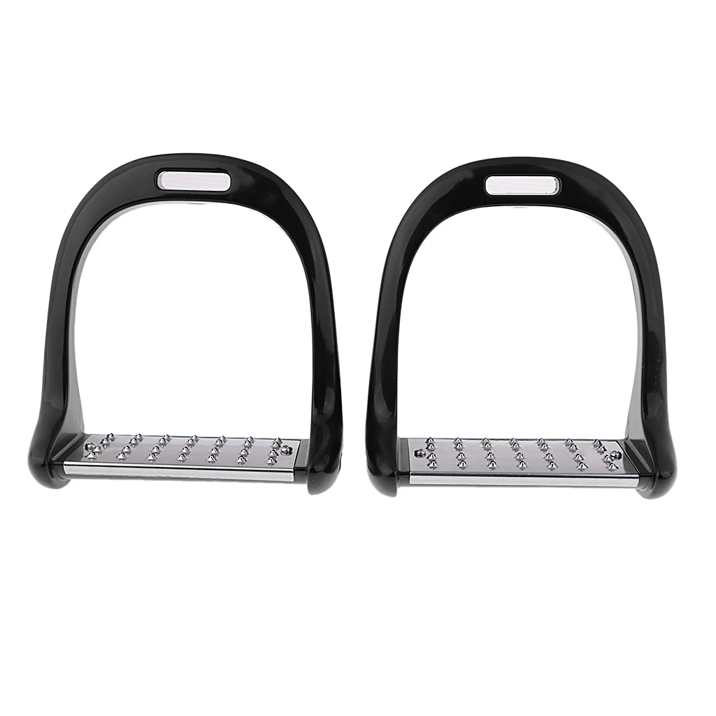 1Pair Anti Slip Aluminium Horse Saddle English Stirrups Horse Riding Equestrian Safety 18x15cm Plastic Safety Stirrups