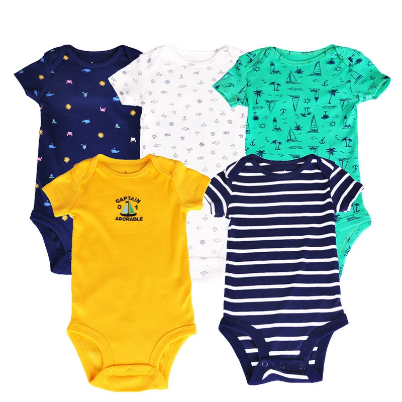 5PCS Cotton Newborn Baby Clothes Rompers Girl Stripe Boy Roupas Bebe Infant Jumpsuits For | Детская одежда и обувь