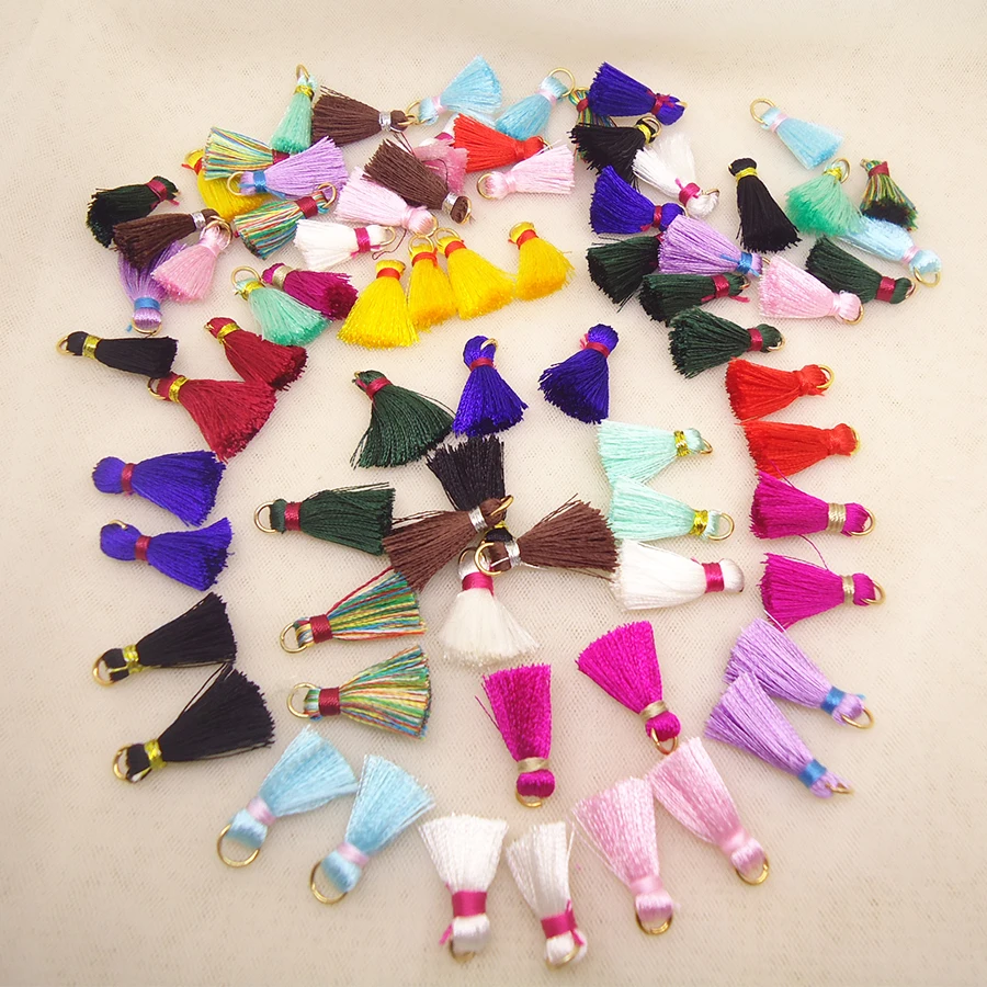 

50pc/lot L23mm Mini Small Thread Polyester Silk Tassels Colorful Charms For Diy Earrings Bohemia Jewelry Making Fringe Supplies