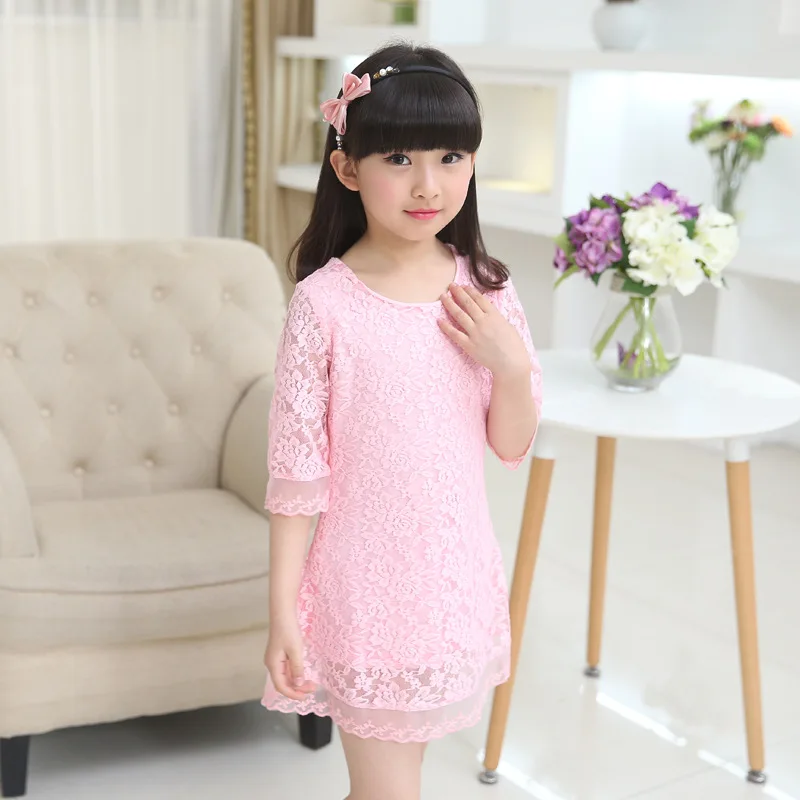 Vestido de Renda Vestido de Princesa Anos de Idade do Bebê Roupas de Menina Crianças 2018 Novo Verão Outono Tamanho Grande Branco Meninas 3 4 6 8 10 12 14 16 18 31 3 4 6 8 10 12 14