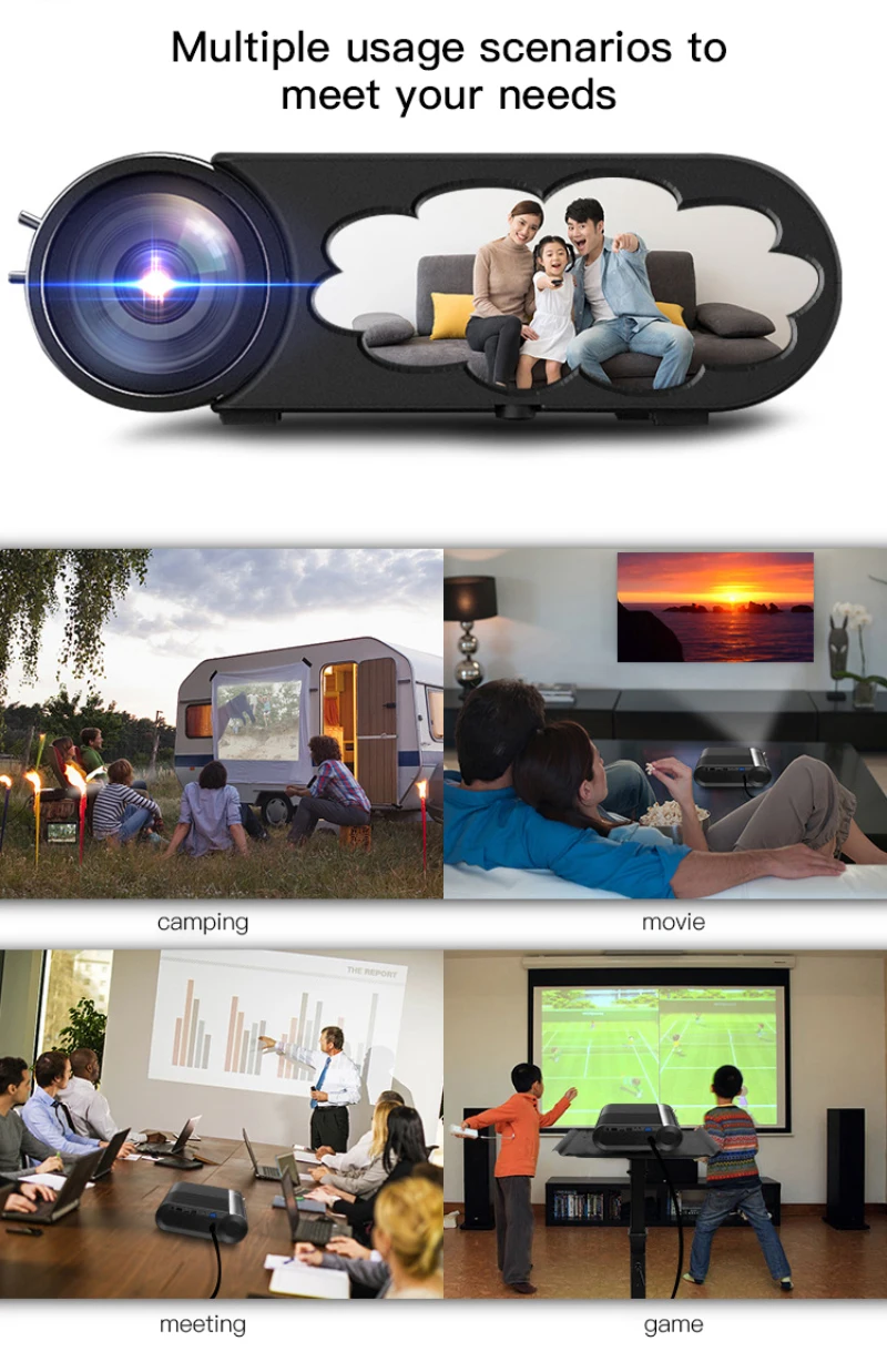 Salange Мини проектор YG420, 720P проектор 2400 люмен 1280x720, видео проектор HDMI USB 1080p проектор Bluetooth wifi проектор