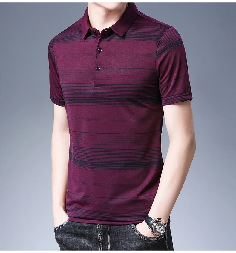 Брендовая Повседневная летняя полосатая рубашка поло с коротким рукавом, мужская рубашка из Джерси, роскошные мужские футболки поло, модная одежда 50548