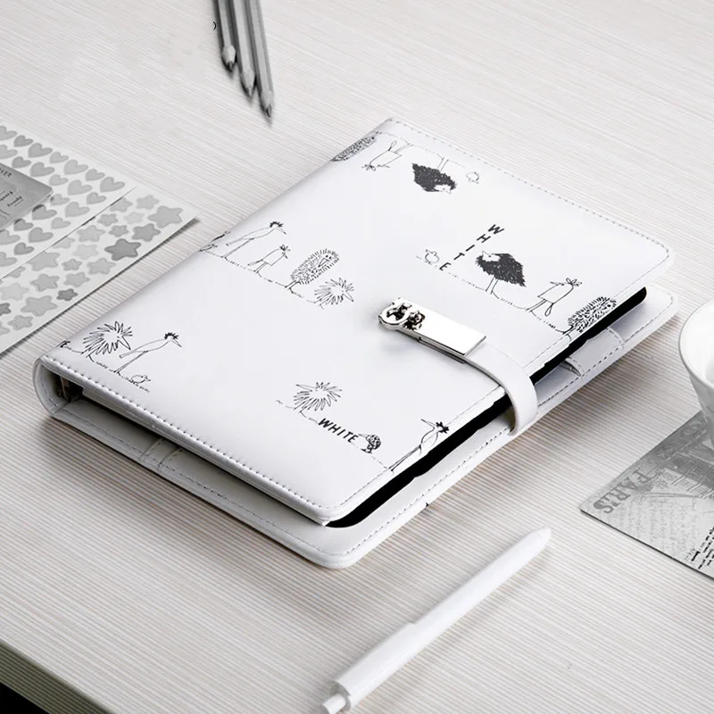 A5 Spiral Pu Notebook Cute Loose leaf Accounting Diary Notebook Hand