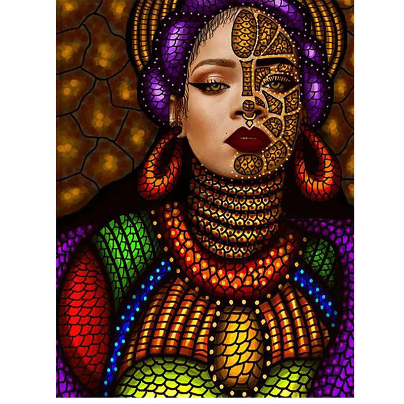 DIY,full square Diamond Embroidery,african ,5D,Diamond Painting sale