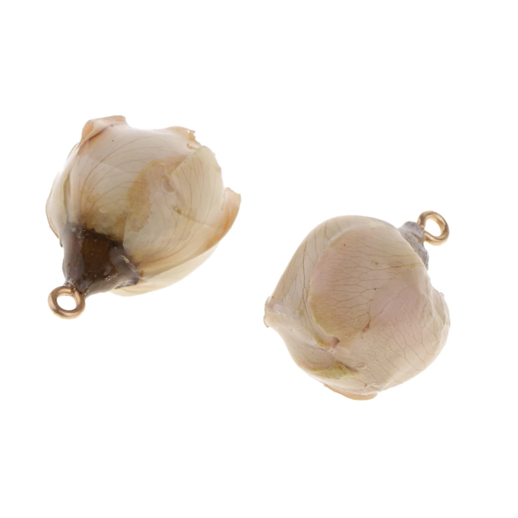 2Pcs Real Flower Charms Natural Dried Rose Pendants with Hanging Ring for Earring Making Findings Crafts