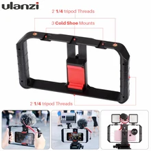 

Ulanzi Smartphone Handle Rig Triple Hot Shoe Mounts Video Stablizer Vlog Grip for iPhone Mobile Filmmaker for by-mm1 microphone