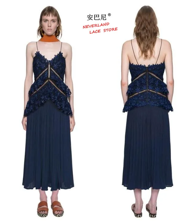 Wholesale self portrait dress summer bling robe femme paillettes sexy see through crochet lace sequin spaghetti strap split backless dress Buy Cheap self portrait dress summer bling robe femme paillettes sexy see through crochet lace sequin spaghetti strap split backless dress