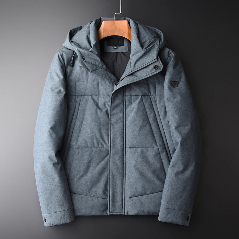 

Minglu Short Style Grey Down Coat Male Luxury Windproof Nad Waterproof Duck Down Jacket Men Simpe Slim Down Jacket Mens Winter