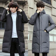 Парка мужская зимняя мужская пальто горячая Распродажа зимняя куртка мужская размера плюс 90% белый утиный пух тонкая длинная теплая куртка мужская зимняя парка