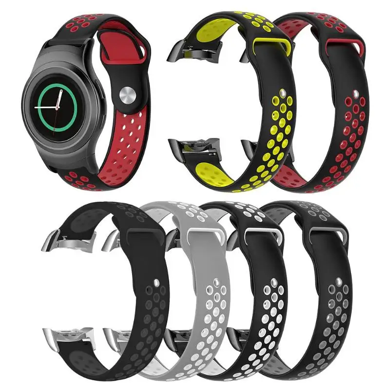 

ALLOYSEED Silicone Sports Adjustable Smart Watch Band Bracelet Wrist Strap Connector for Samsung Gear S2 SM-R720 SM-R730 Watch
