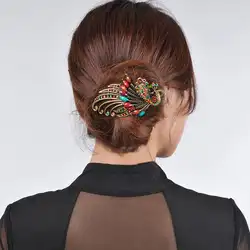 Женский заколка в виде павлина головные уборы для женщин заколки для волос синий шпилька Винтаж ювелирные изделия из горного хрусталя 4,7x2,3