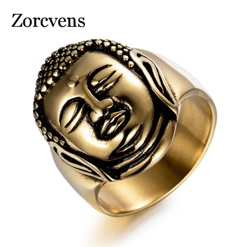 Modyle Stainless Steel Jewelry Wholesale Men's Titanium Shakyamuni Buddha Statue Ring