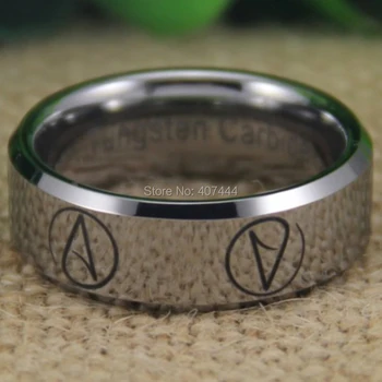 

Free Shipping USA UK Canada Russia Brazil Hot Sales 8MM Shiny Silver Beveled Multiple Atheist Design Men's Tungsten Wedding Ring