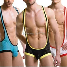 Сильный Для мужчин; дышащее Боди Нижнее белье борцовское трико обтягивающий жилет