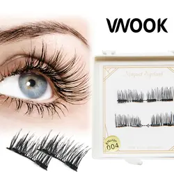 Vnook бренд макияж 3D Магнитная норка наращивание ресниц Накладные ресницы двойной магнит полная полоса норковые ресницы длинные волосы