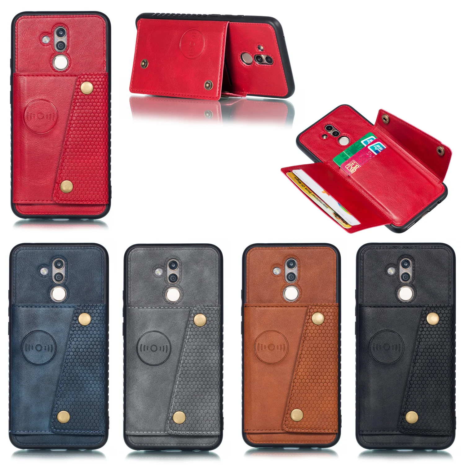 

PU Leather Card Slot Wallet Case Magnetic Car Holder Back Cover Phone shell For Huawei P20 20Lite Nova3e Mate20 with Stand