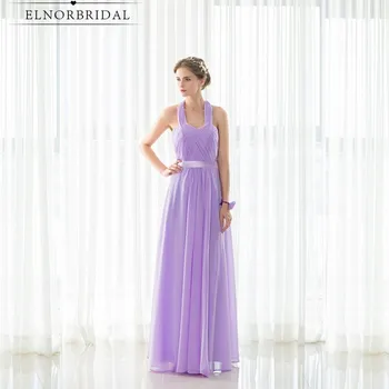 

2020 Modest Lavender Bridesmaid Dress Floor Length Halter Open Back Robe Demoiselle D'honneur Formal Wedding Guest Dresses