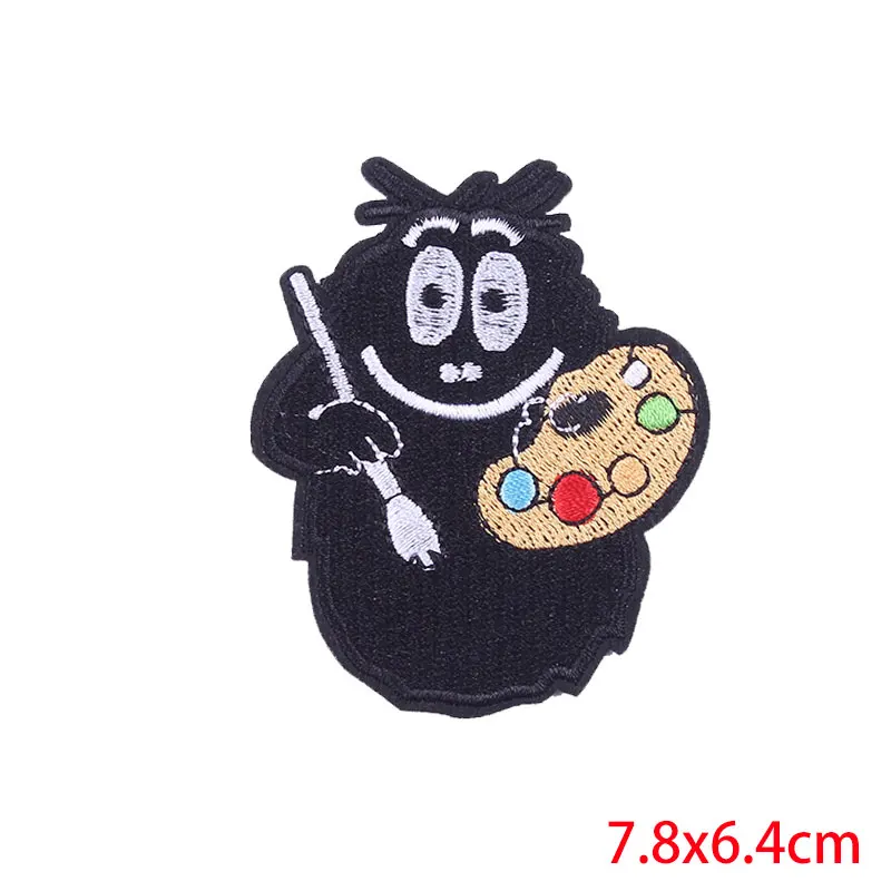 Prajna DIY Barbapapa аниме мультфильм нашивки железные на вышитые нашивки для аппликация на одежду значок на детская одежда футболка - Цвет: Антикварное серебро