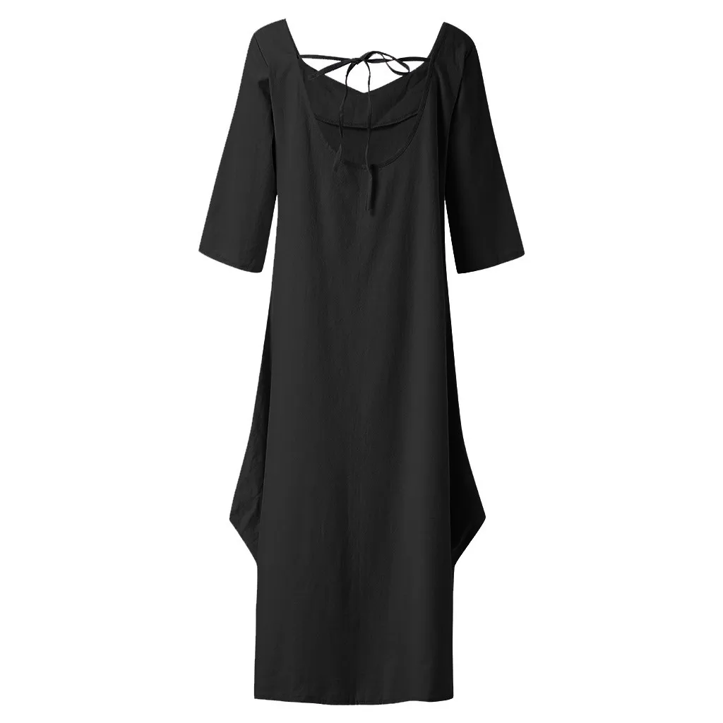 Однотонное пляжное платье длинное Для женщин Летний стиль Vestido Feminino хлопок Повседневное плюс Размеры Удобные Свободные женские макси платье# YD1