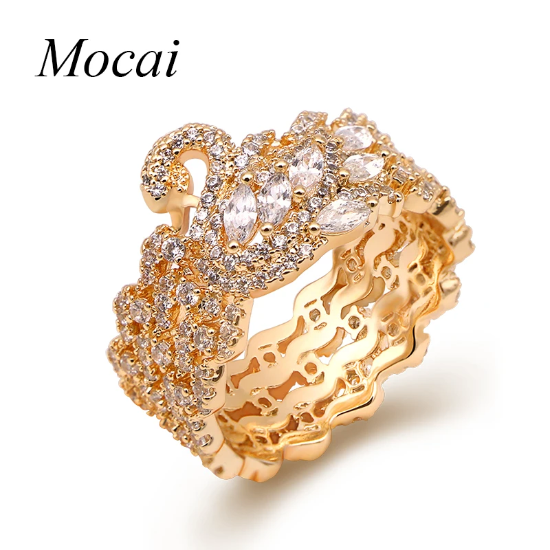 

Exclusive Design Luxury Swan Rings For Women Wide Elegant Full Cubic Zirconia Shining Party Ring Jewelry Accessories zk40